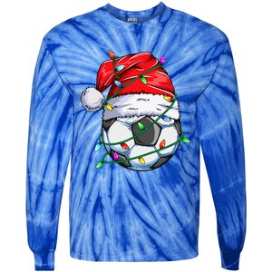 Santa Soccer Ball Sports Design Christmas Soccer Player  Tie-Dye Long Sleeve Shirt