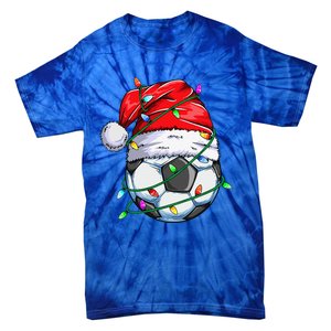 Santa Soccer Ball Sports Design Christmas Soccer Player  Tie-Dye T-Shirt