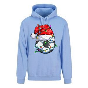 Santa Soccer Ball Sports Design Christmas Soccer Player  Unisex Surf Hoodie