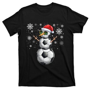 Snowman Soccer Ball Christmas Santa Xmas Holiday T-Shirt