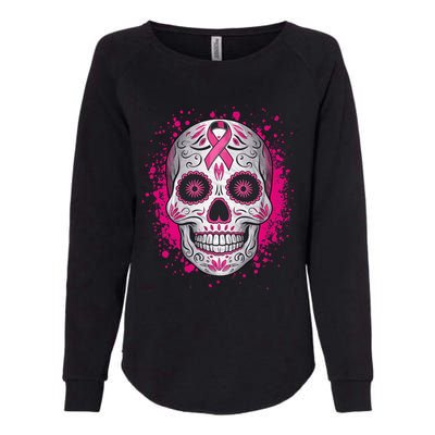 Sugar Skull Breast Cancer Awareness 2024 Womens California Wash Sweatshirt