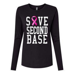 Save Second Base Shirt Breast Cancer Tshirt for Wo Womens Cotton Relaxed Long Sleeve T-Shirt