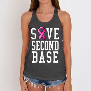 Save Second Base Shirt Breast Cancer Tshirt for Wo Women's Knotted Racerback Tank