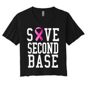 Save Second Base Shirt Breast Cancer Tshirt for Wo Women's Crop Top Tee