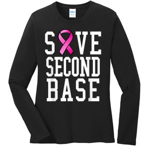 Save Second Base Shirt Breast Cancer Tshirt for Wo Ladies Long Sleeve Shirt