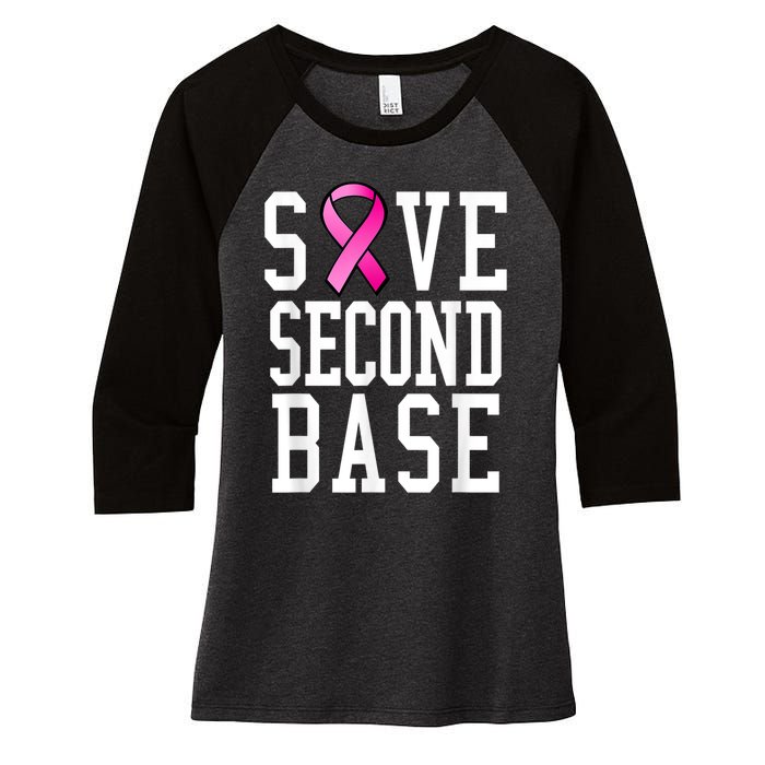 Save Second Base Shirt Breast Cancer Tshirt for Wo Women's Tri-Blend 3/4-Sleeve Raglan Shirt