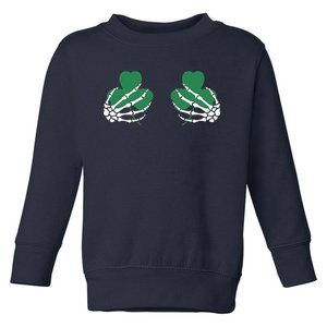 Shamrock Skeleton Boob Hand St Patricks Day Toddler Sweatshirt