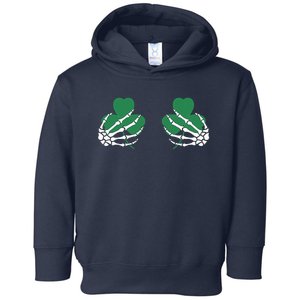 Shamrock Skeleton Boob Hand St Patricks Day Toddler Hoodie