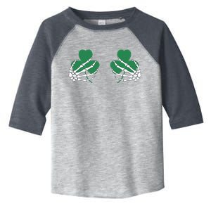 Shamrock Skeleton Boob Hand St Patricks Day Toddler Fine Jersey T-Shirt