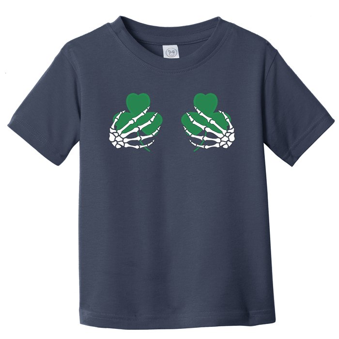 Shamrock Skeleton Boob Hand St Patricks Day Toddler T-Shirt