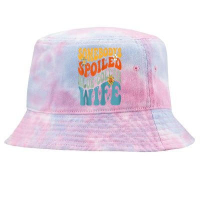 Somebodys Spoiled Blue Collar Wife Groovy Tie-Dyed Bucket Hat