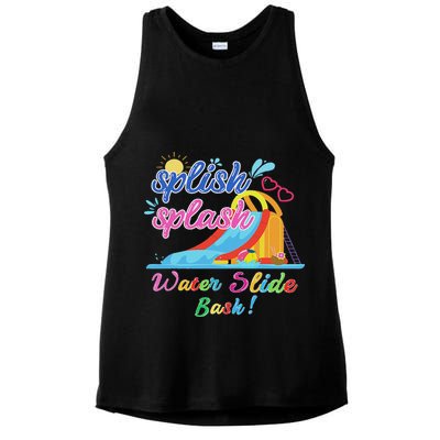Splish Splash Bash Waterslide Summer Pool Birthday Party Ladies PosiCharge Tri-Blend Wicking Tank
