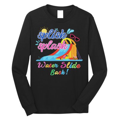 Splish Splash Bash Waterslide Summer Pool Birthday Party Long Sleeve Shirt
