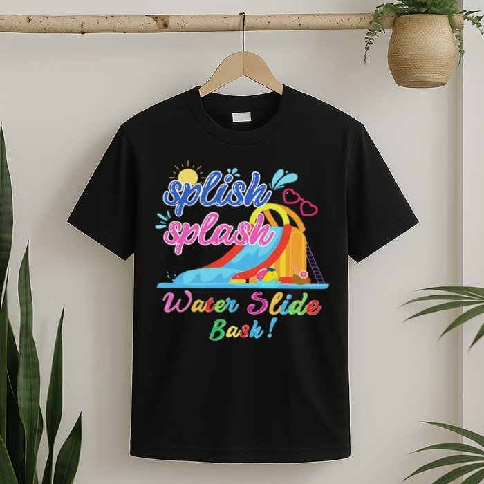 Splish Splash Bash Waterslide Summer Pool Birthday Party T-Shirt