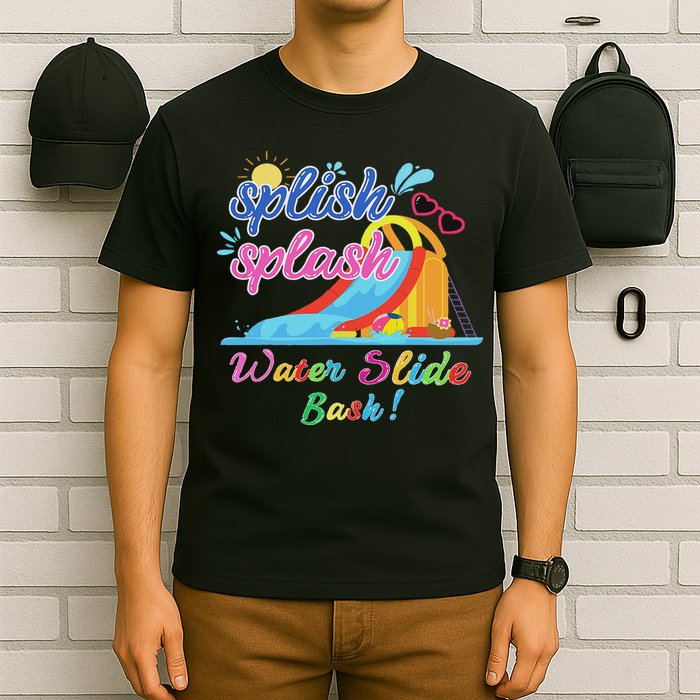 Splish Splash Bash Waterslide Summer Pool Birthday Party T-Shirt