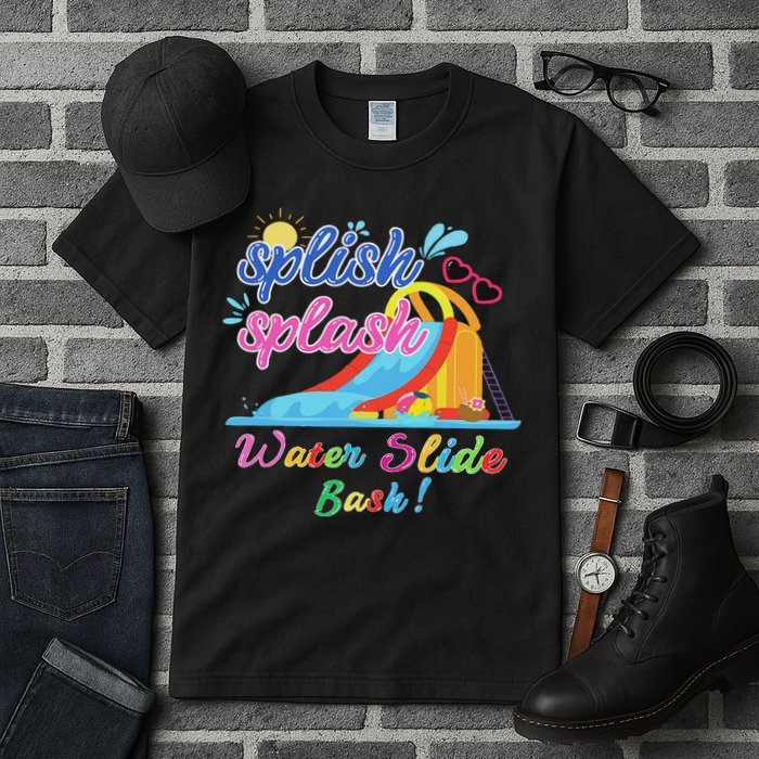 Splish Splash Bash Waterslide Summer Pool Birthday Party Tall T-Shirt