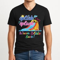 Splish Splash Bash Waterslide Summer Pool Birthday Party V-Neck T-Shirt