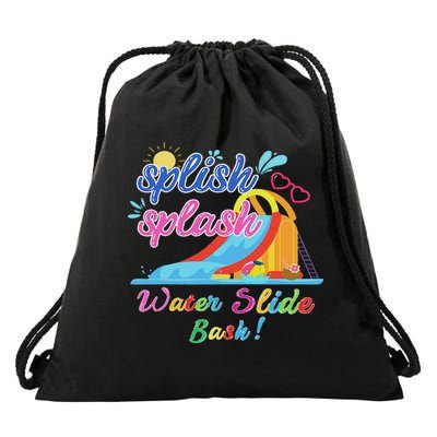Splish Splash Bash Waterslide Summer Pool Birthday Party Drawstring Bag
