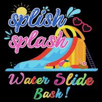 Splish Splash Bash Waterslide Summer Pool Birthday Party Flat Bill Trucker Hat
