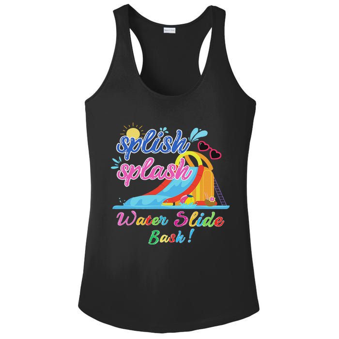 Splish Splash Bash Waterslide Summer Pool Birthday Party Ladies PosiCharge Competitor Racerback Tank