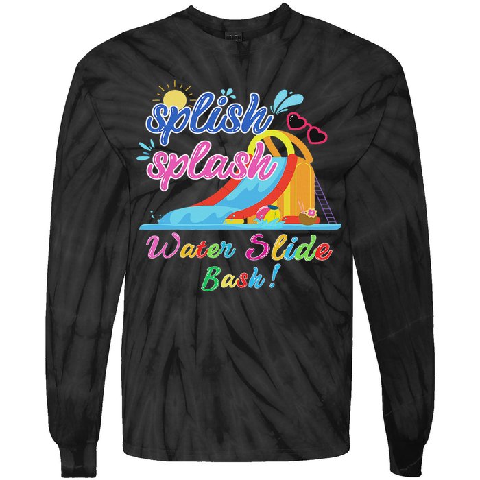 Splish Splash Bash Waterslide Summer Pool Birthday Party Tie-Dye Long Sleeve Shirt