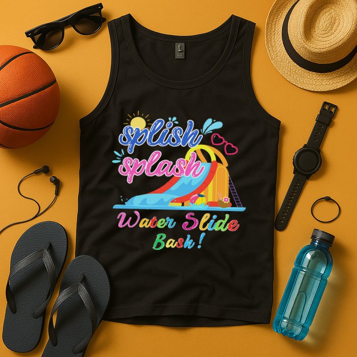 Splish Splash Bash Waterslide Summer Pool Birthday Party Tank Top