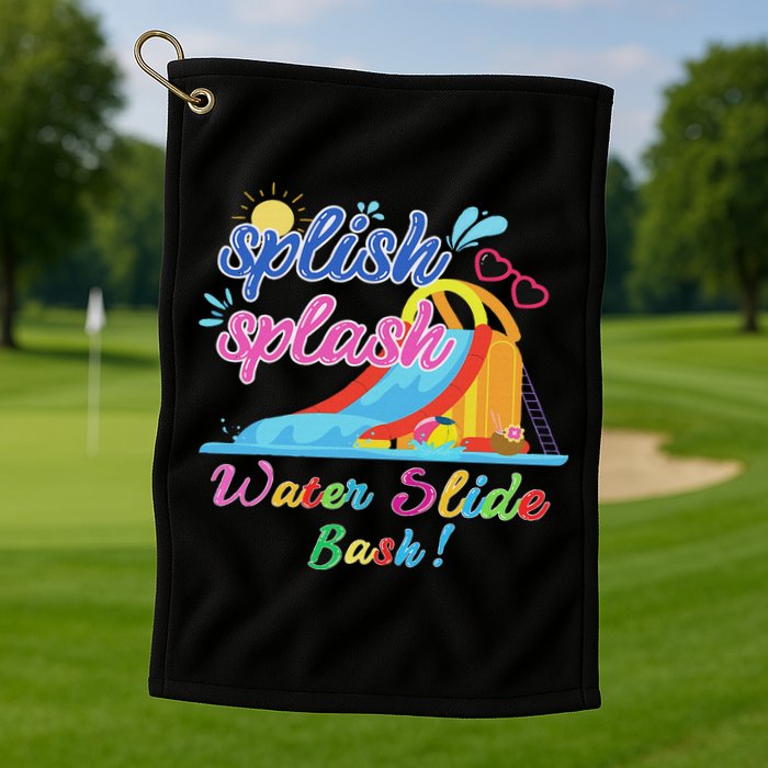 Splish Splash Bash Waterslide Summer Pool Birthday Party Golf Towel