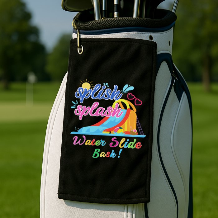 Splish Splash Bash Waterslide Summer Pool Birthday Party Golf Towel
