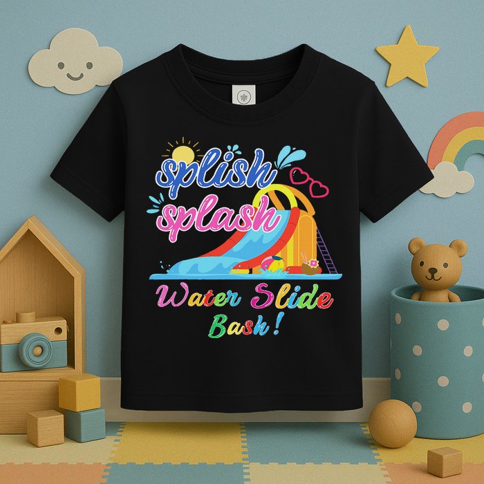 Splish Splash Bash Waterslide Summer Pool Birthday Party Toddler T-Shirt