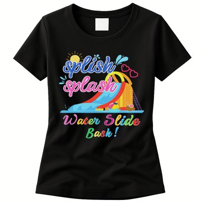 Splish Splash Bash Waterslide Summer Pool Birthday Party Womens T-Shirt