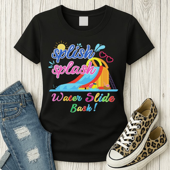 Splish Splash Bash Waterslide Summer Pool Birthday Party Womens T-Shirt