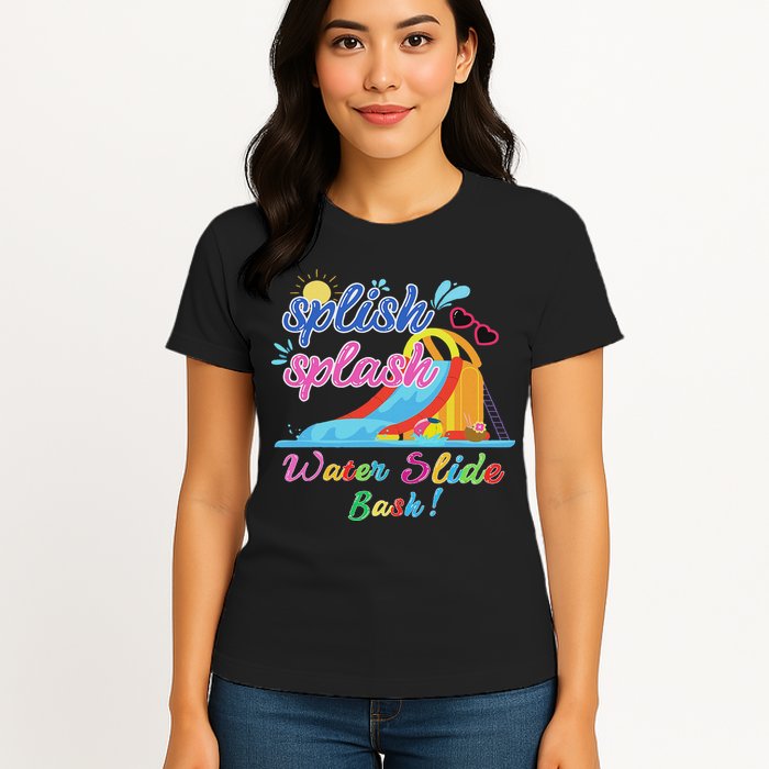 Splish Splash Bash Waterslide Summer Pool Birthday Party Womens T-Shirt