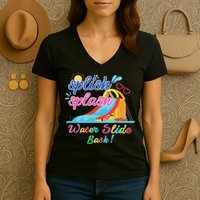 Splish Splash Bash Waterslide Summer Pool Birthday Party Women's V-Neck T-Shirt