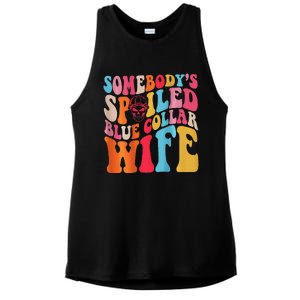 SomebodyS Spoiled Blue Collar Wife Both Sided Ladies PosiCharge Tri-Blend Wicking Tank