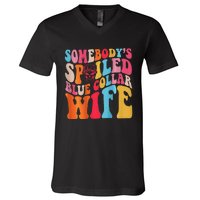 SomebodyS Spoiled Blue Collar Wife Both Sided V-Neck T-Shirt