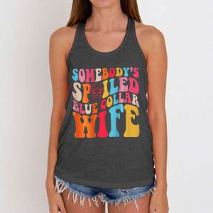 SomebodyS Spoiled Blue Collar Wife Both Sided Women's Knotted Racerback Tank