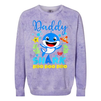 Shark Shirt Birthday  Dad  Daddy Birthday Kid Family Colorblast Crewneck Sweatshirt