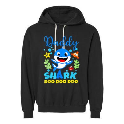 Shark Shirt Birthday  Dad  Daddy Birthday Kid Family Garment-Dyed Fleece Hoodie