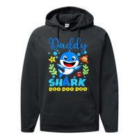 Shark Shirt Birthday  Dad  Daddy Birthday Kid Family Performance Fleece Hoodie