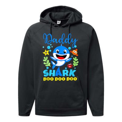 Shark Shirt Birthday  Dad  Daddy Birthday Kid Family Performance Fleece Hoodie