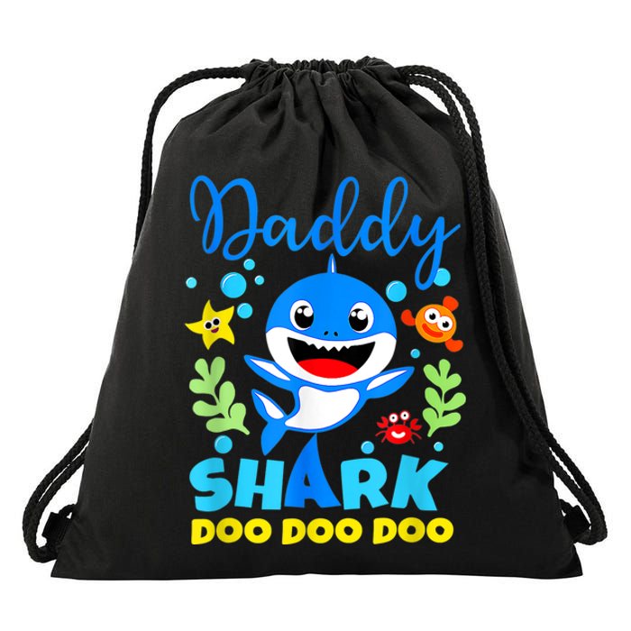 Shark Shirt Birthday  Dad  Daddy Birthday Kid Family Drawstring Bag