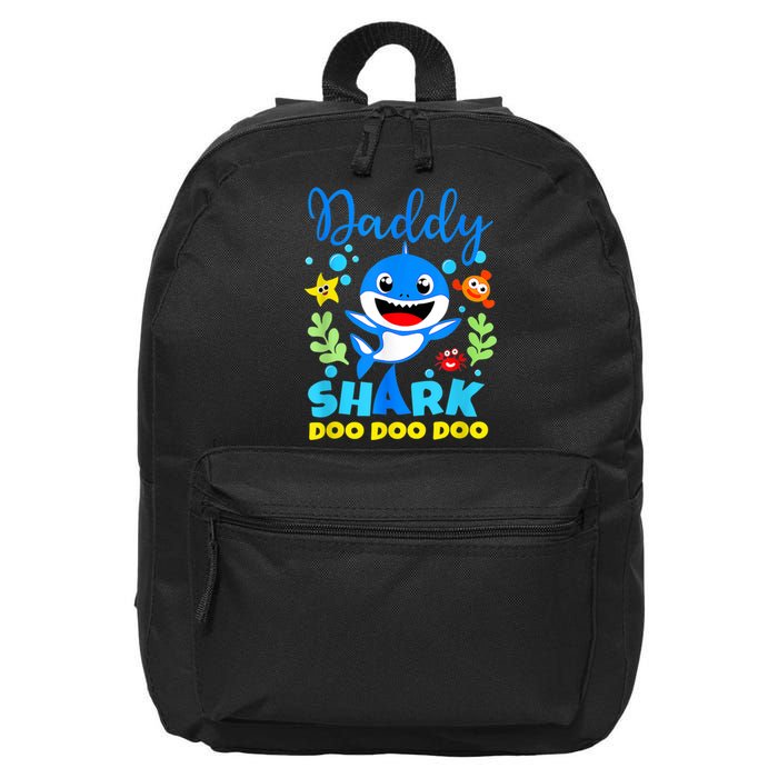 Shark Shirt Birthday  Dad  Daddy Birthday Kid Family 16 in Basic Backpack