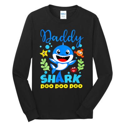 Shark Shirt Birthday  Dad  Daddy Birthday Kid Family Tall Long Sleeve T-Shirt