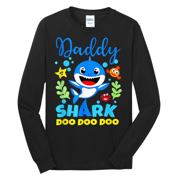 Shark Shirt Birthday  Dad  Daddy Birthday Kid Family Tall Long Sleeve T-Shirt