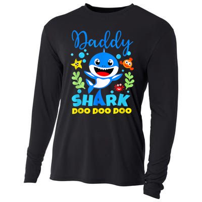 Shark Shirt Birthday  Dad  Daddy Birthday Kid Family Cooling Performance Long Sleeve Crew