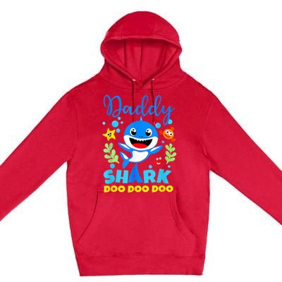 Shark Shirt Birthday  Dad  Daddy Birthday Kid Family Premium Pullover Hoodie