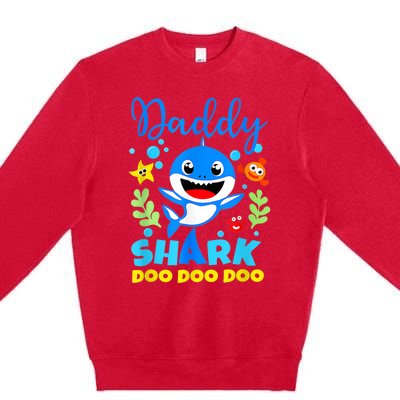 Shark Shirt Birthday  Dad  Daddy Birthday Kid Family Premium Crewneck Sweatshirt