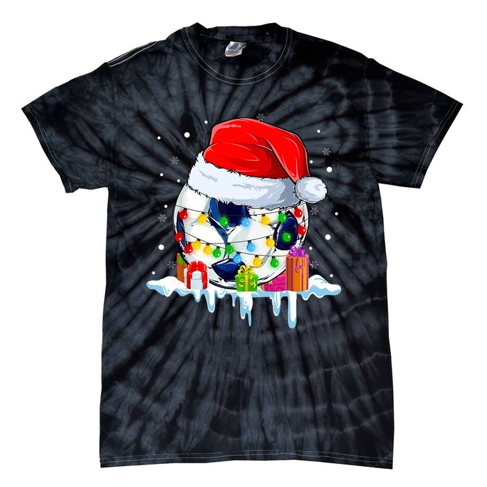 Santa Soccer Ball Xmas Tree Decorations Merry Christmas Tie-Dye T-Shirt