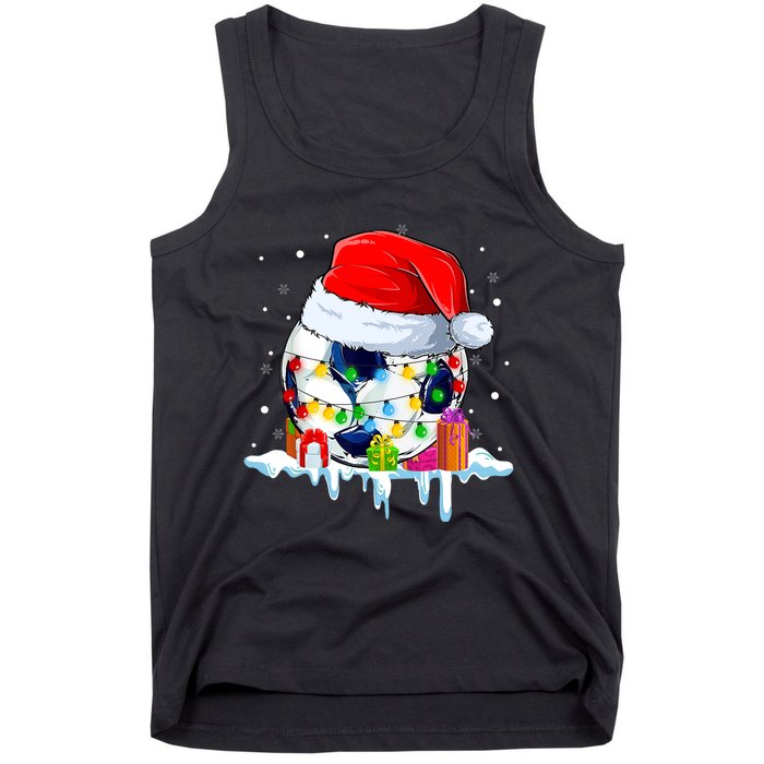 Santa Soccer Ball Xmas Tree Decorations Merry Christmas Tank Top