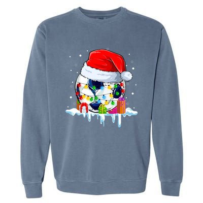 Santa Soccer Ball Xmas Tree Decorations Merry Christmas Garment-Dyed Sweatshirt